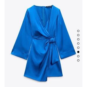 NWT Zara cobalt satin effect dress